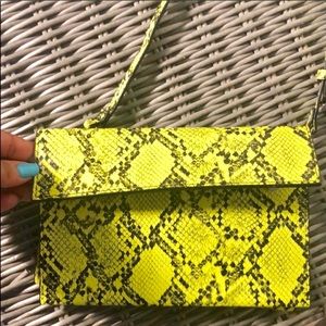 Lime Green Snakeskin Print Purse